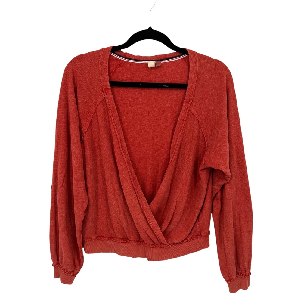 Pilcro & The Letterpress Orange Faux Wrap Front Top Size XS
